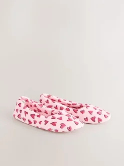 Rose motif cœurs - Chaussons de ballet