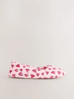 Rose motif cœurs - Chaussons de ballet