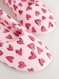 Rose motif cœurs - Chaussons de ballet
