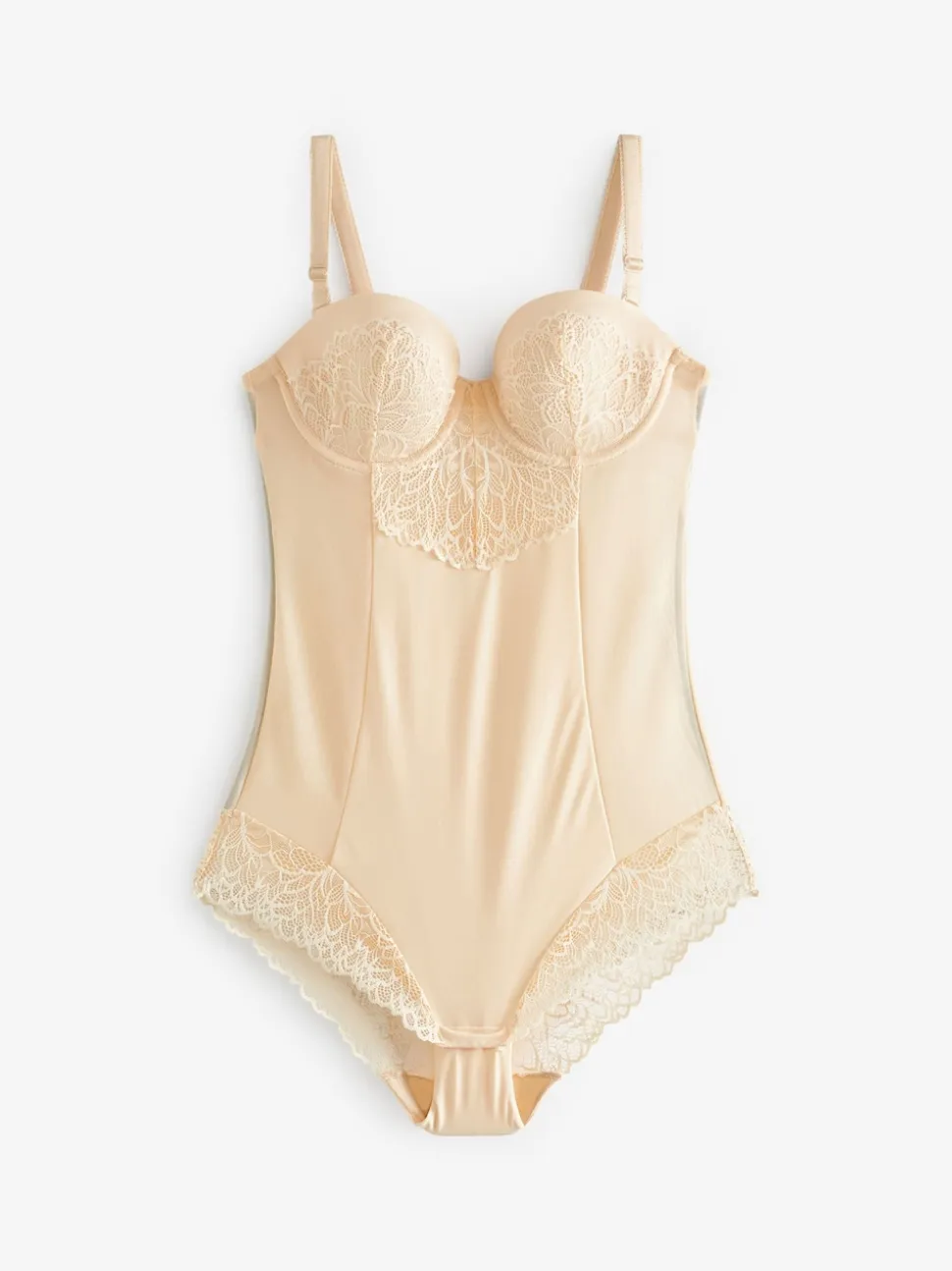 Rose Nude - Body en dentelle à coupe ferme et contrôle du ventre
