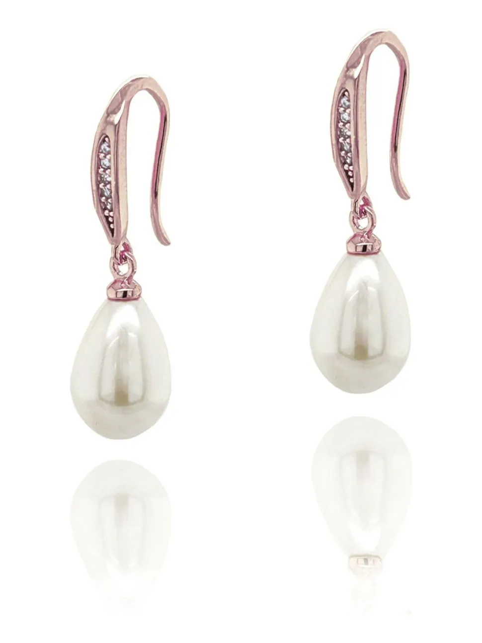 Rose Or - Ivoire & Co Boucles d’oreilles pendantes en cristal et perles Salford