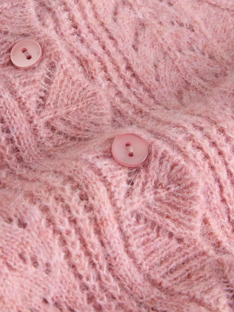 Rose poudré - Laura Ashley Cardigan boutonné pointelle et festoncles avec une touche de laine