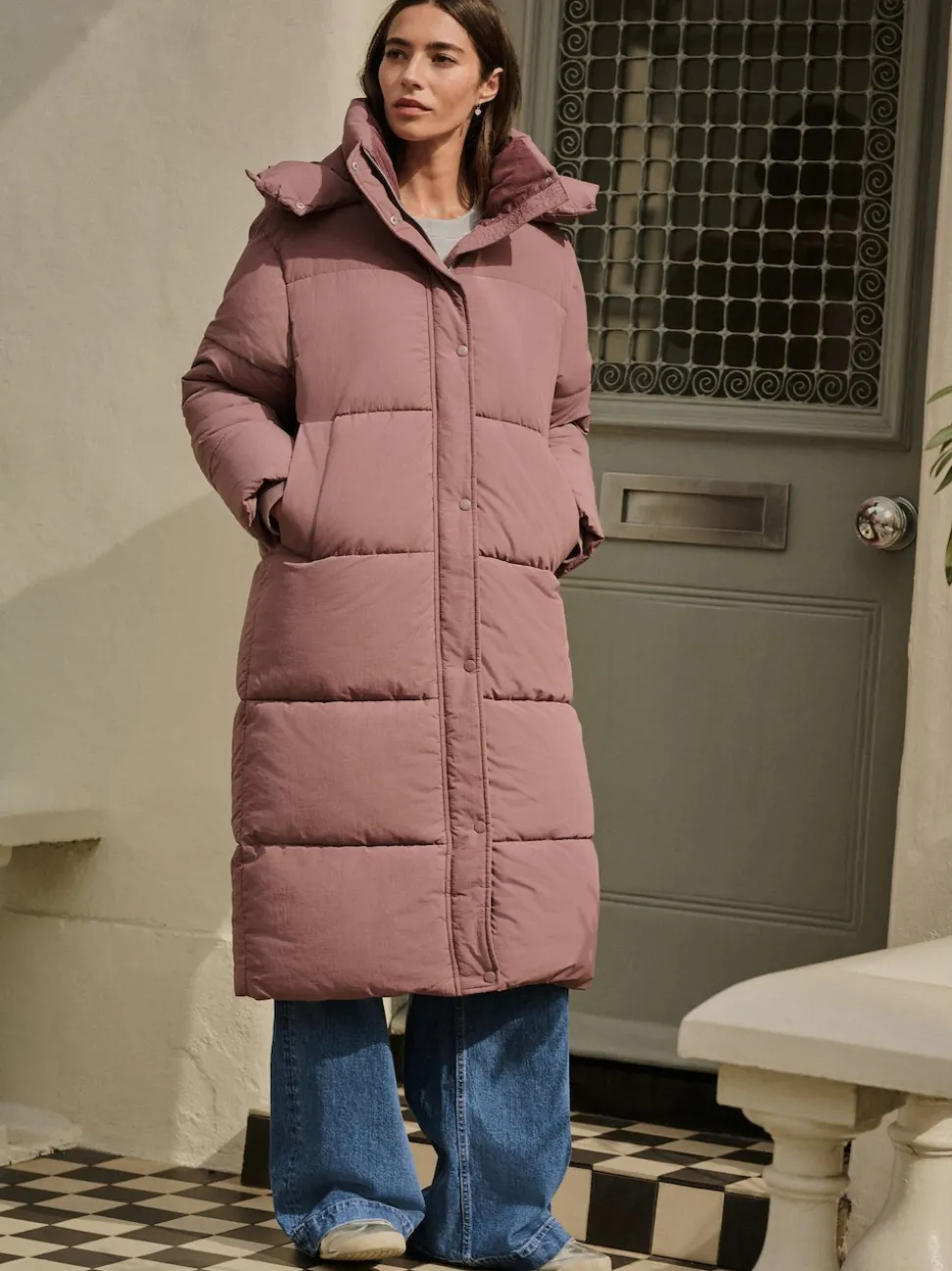 Rose rose - Manteau long rembourré imperméable