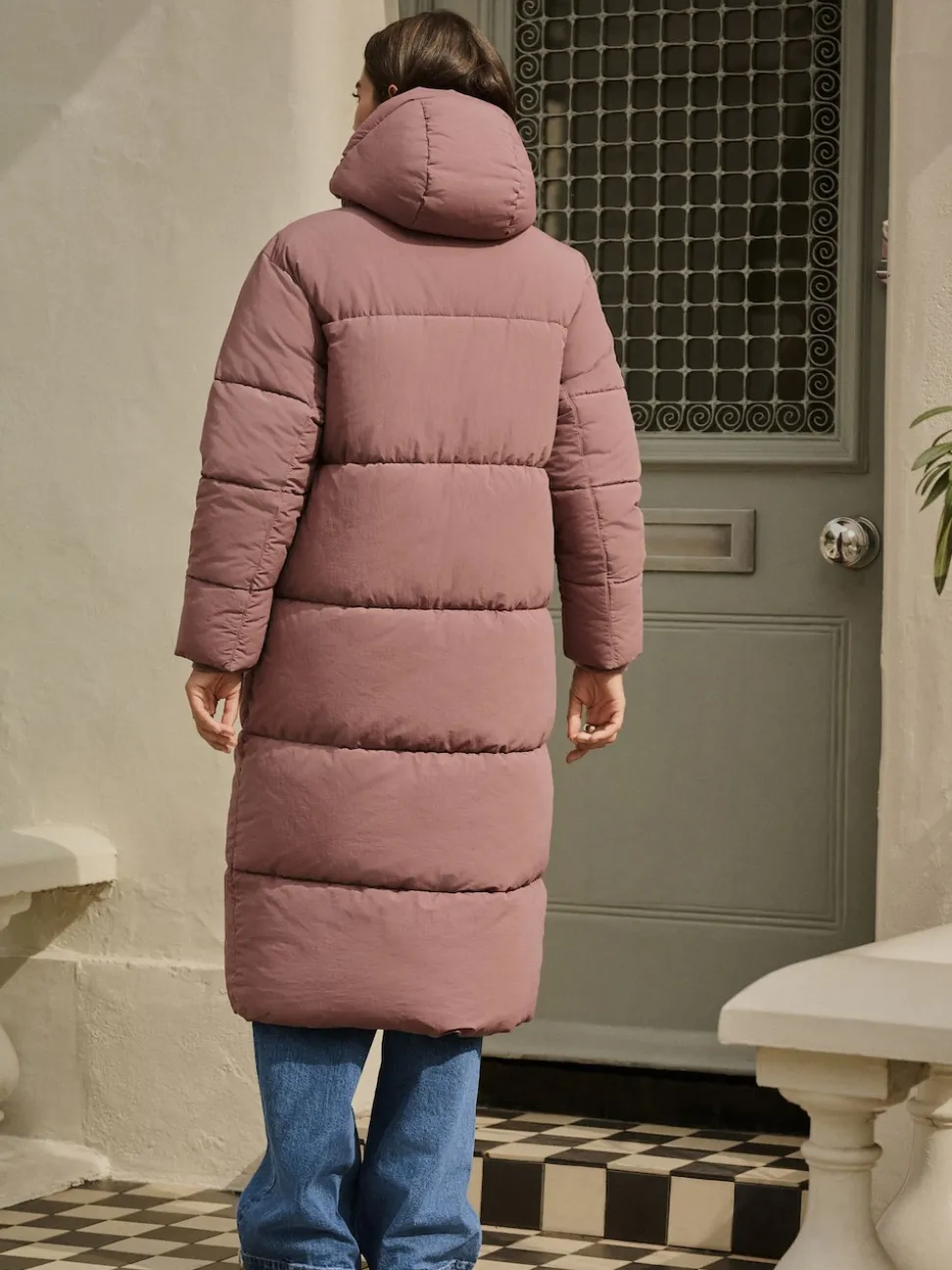 Rose rose - Manteau long rembourré imperméable