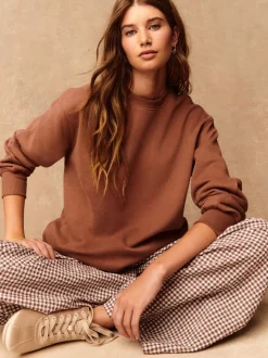 Rose rose - Sweat-shirt long Essentiels coupe décontractée avec poches