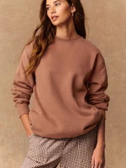 Rose rose - Sweat-shirt long Essentiels coupe décontractée avec poches
