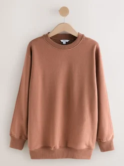 Rose rose - Sweat-shirt long Essentiels coupe décontractée avec poches