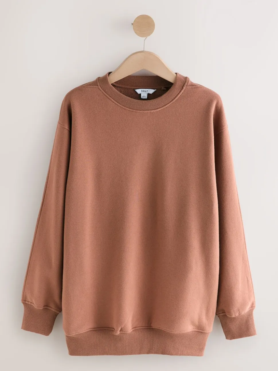 Rose rose - Sweat-shirt long Essentiels coupe décontractée avec poches