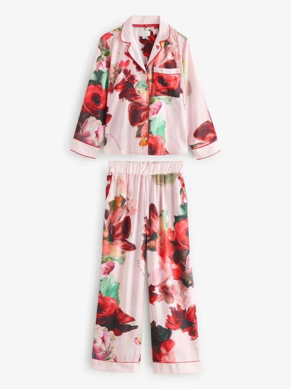 Rose Rouge Fleuri - Pyjama boutonné B by Ted Baker en satin