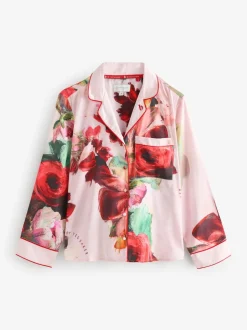 Rose Rouge Fleuri - Pyjama boutonné B by Ted Baker en satin