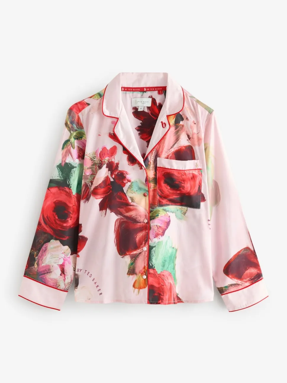 Rose Rouge Fleuri - Pyjama boutonné B by Ted Baker en satin