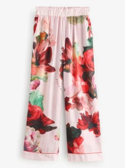 Rose Rouge Fleuri - Pyjama boutonné B by Ted Baker en satin