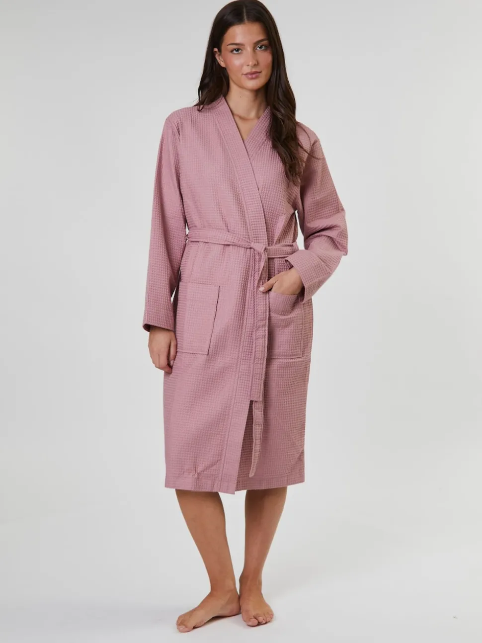 Rose sombre - Peignoir gaufré Loungeable 100% coton