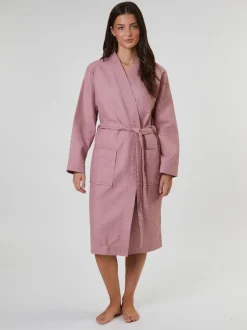 Rose sombre - Peignoir gaufré Loungeable 100% coton