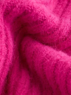 Rose vif - Pull côtelé épais Blend à col rond