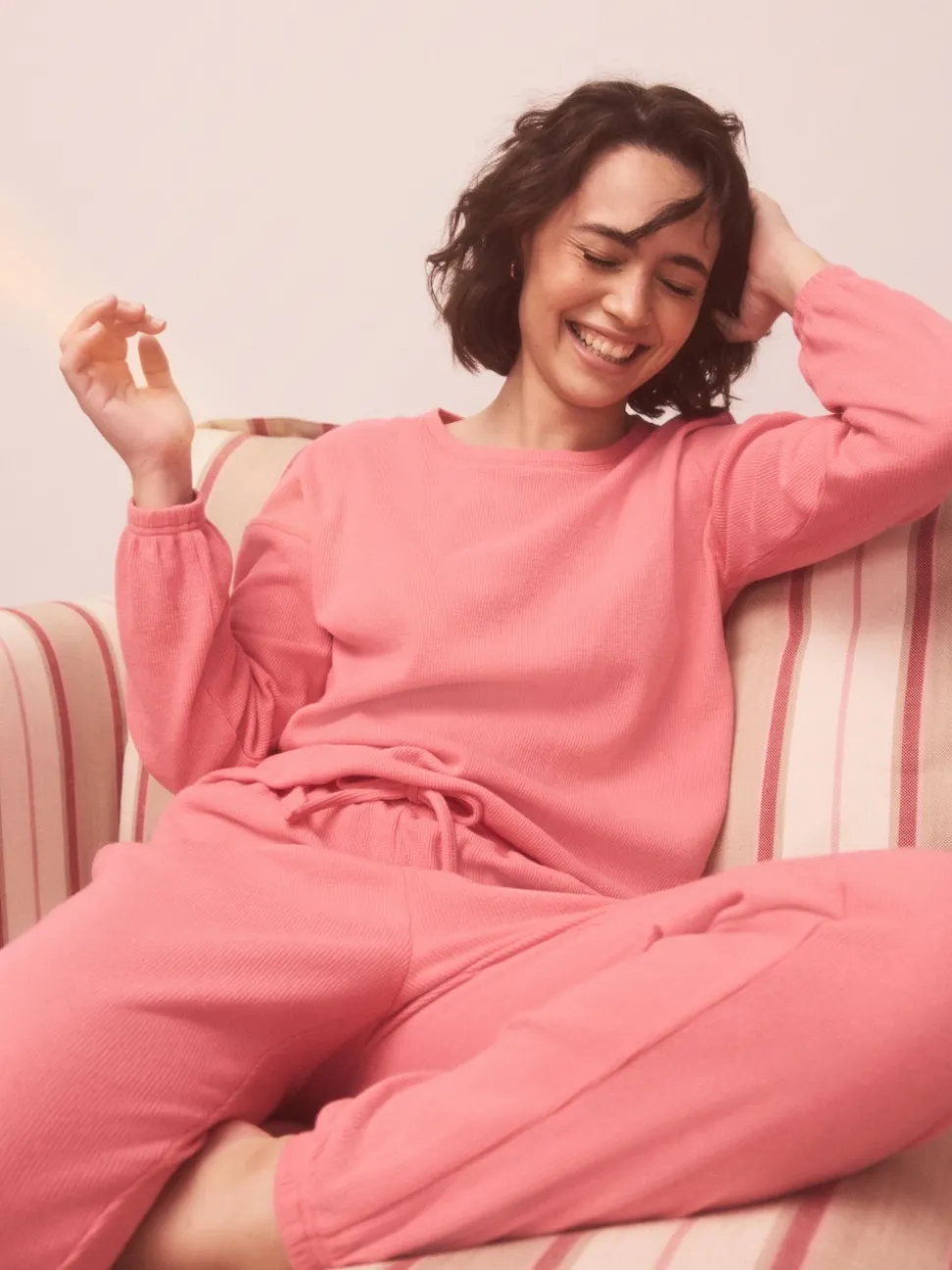 Rose vif - Pyjama à manches longues Cosy Waffle