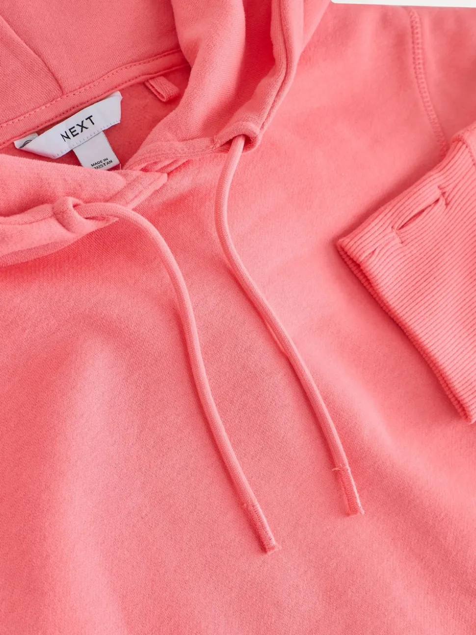 Rose vif - Sweat-shirt à capuche long actif à coutures apparentes ultra-doux avec poches