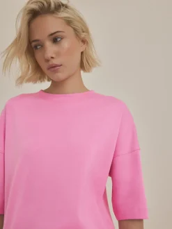 Rose vif - T-shirt long épais décontracté