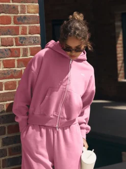 Rose vif - Veste zippée à capuche
