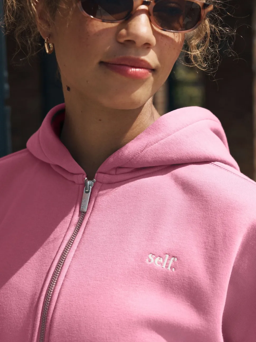 Rose vif - Veste zippée à capuche