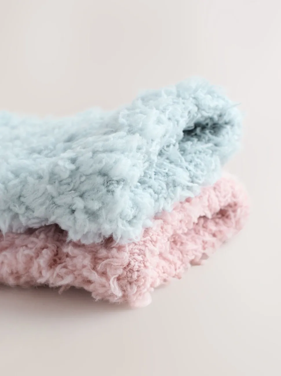 Rose/Gris - Lot de 2 paires de chaussettes douillettes Teddy Borg