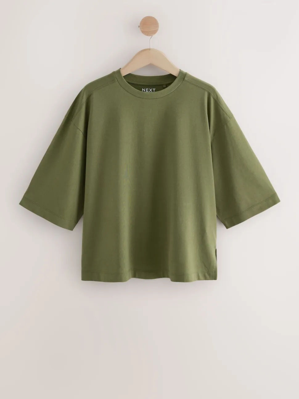 Rose/Kaki/Rayure - Lot 3 t-shirts col ras du cou 100% coton longueur coude