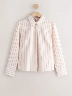 Rose/marron - Chemise extensible ajustée Essential à manches longues