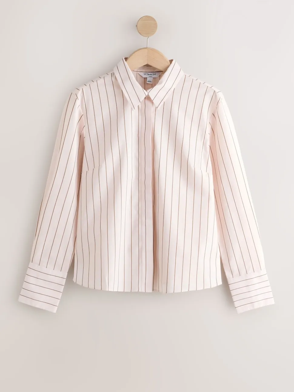 Rose/marron - Chemise extensible ajustée Essential à manches longues