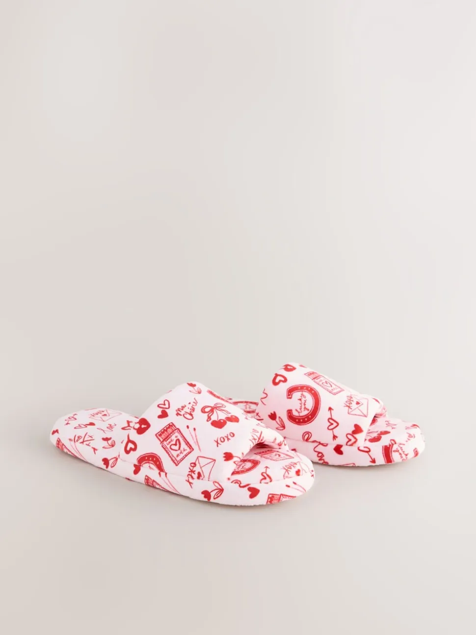 Rose/rouge - Chaussons Curseur en peluche cœur