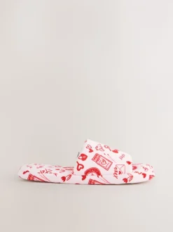 Rose/rouge - Chaussons Curseur en peluche cœur