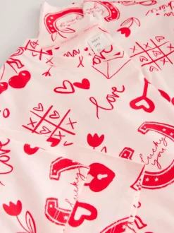 Rose/rouge motif cœurs - Chemise de nuit