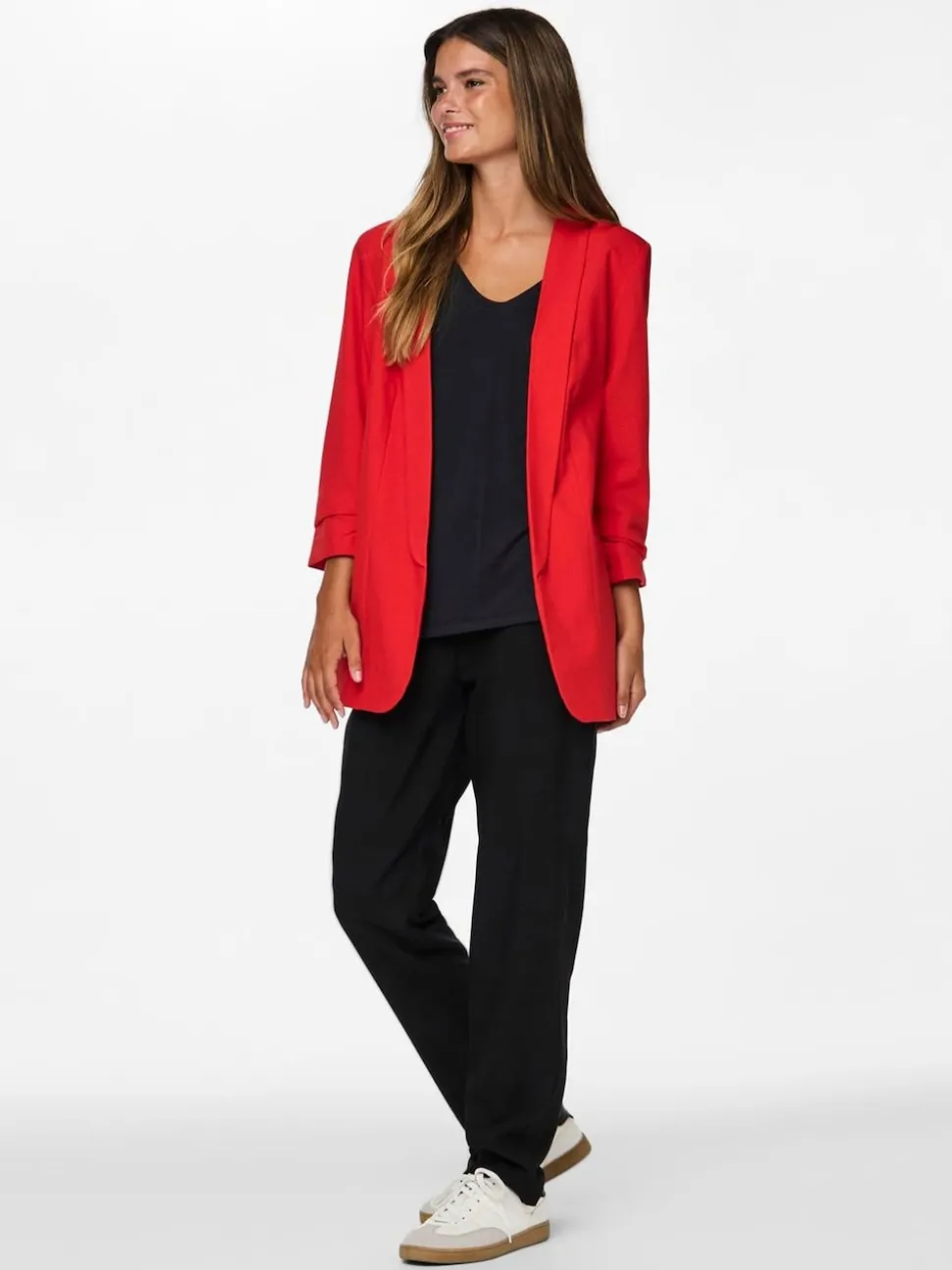 Rouge - Blazer PIECES à manches froncées