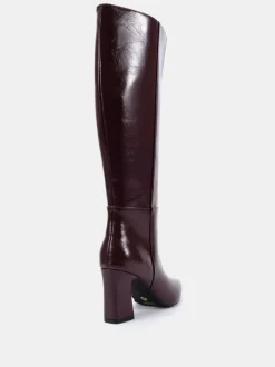 Rouge - Bottes au genou à talon carré Gala à bout pointu Coupe large Novo