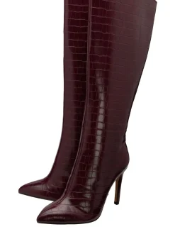 Rouge - Bottes Ravel hauteur genou à talons