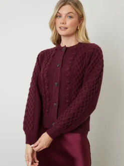 Rouge - Cardigan Another Sunday Bobble en Torsade boutonné