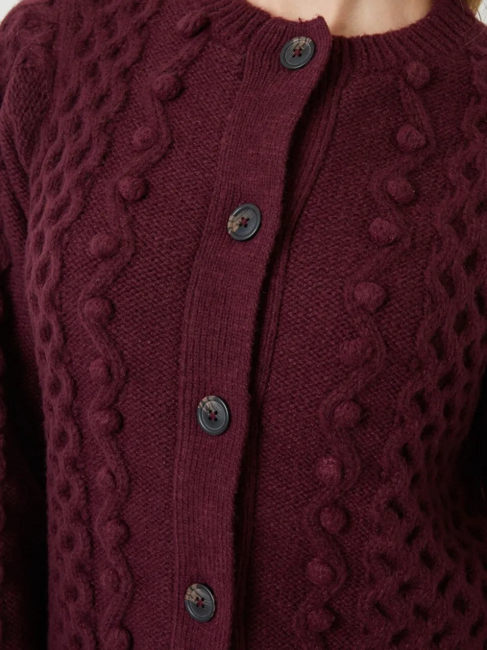 Rouge - Cardigan Another Sunday Bobble en Torsade boutonné