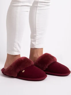 Rouge - Chaussons Just Sheepskin Duchess femme en peau de mouton