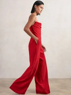 Rouge - Combinaison ample structurée sans bretelles Reiss Ayla