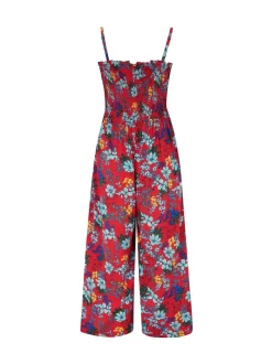 Rouge - Combinaison de plage Pour Moi bustier à corsage froncé