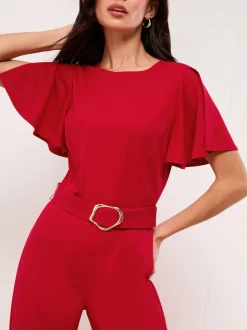 Rouge - Combinaison Lipsy à manches courtes avec quincaillerie
