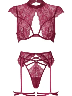 Rouge - Ensemble Ann Summers Zayna en dentelle sans entrejambe