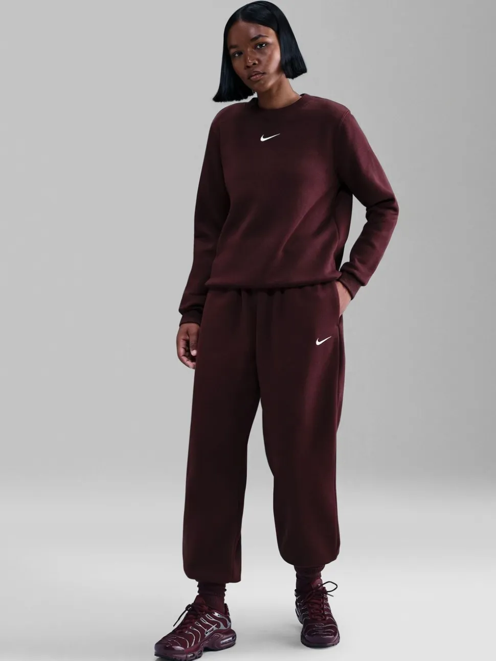 Rouge - Jogging oversize en polaire Phoenix taille haute Nike