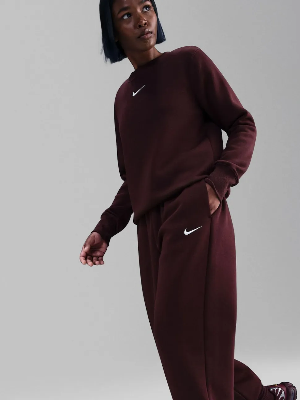 Rouge - Jogging oversize en polaire Phoenix taille haute Nike