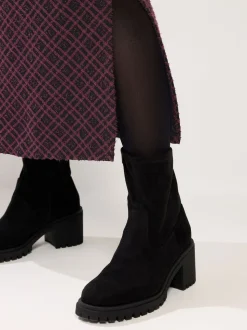 Rouge - Jupe Yours Curve mi-longue à carreaux en ponte
