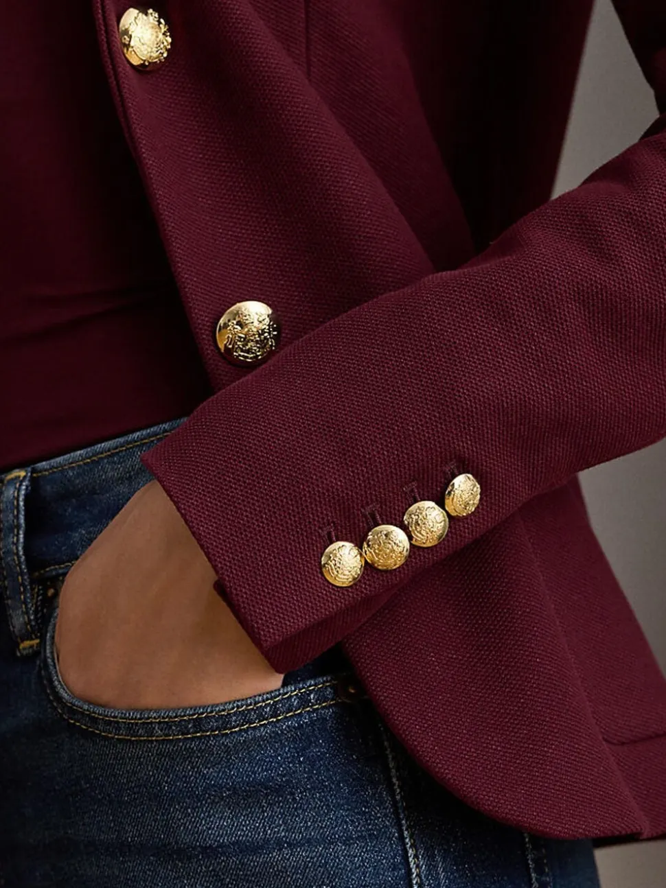 Rouge - Lauren Ralph Lauren Anfisa Crest Logo Blazer Veste