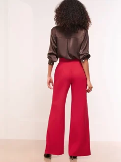 Rouge - Lipsy Pantalon large taille haute