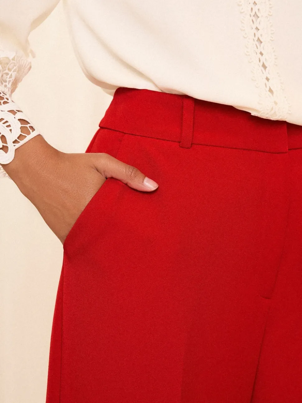 Rouge - Love & Roses Pantalons amples