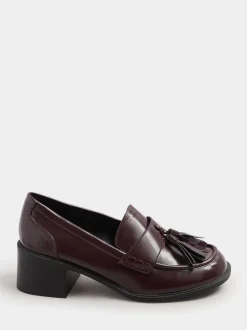 Rouge - Mocassins à talons Yours Curve coupe extra large