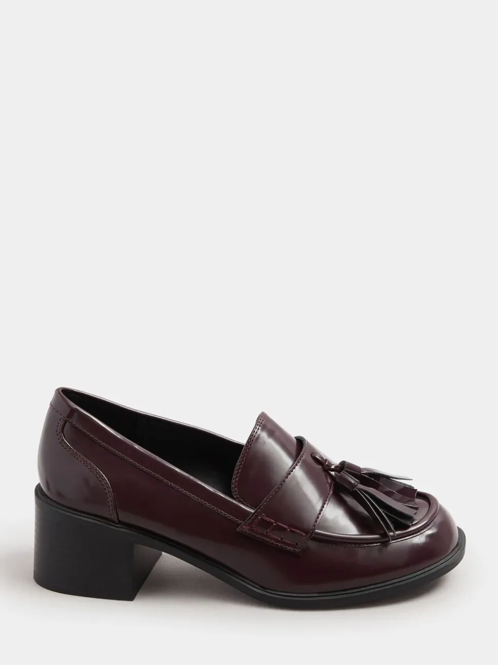 Rouge - Mocassins à talons Yours Curve coupe extra large