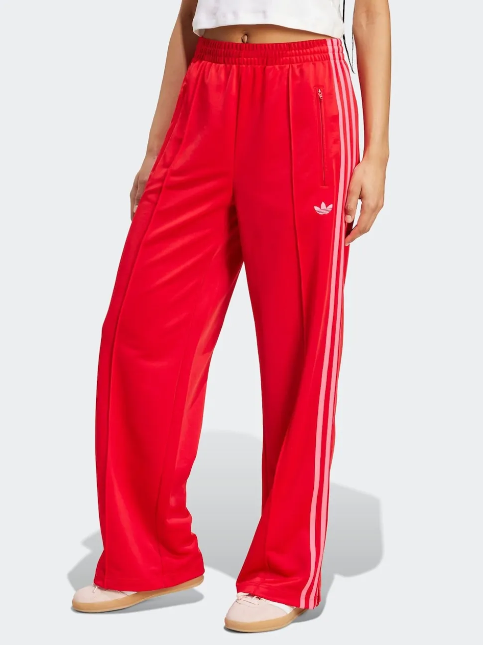 Rouge - Pantalons de survêtement amples Adidas Original Firebird